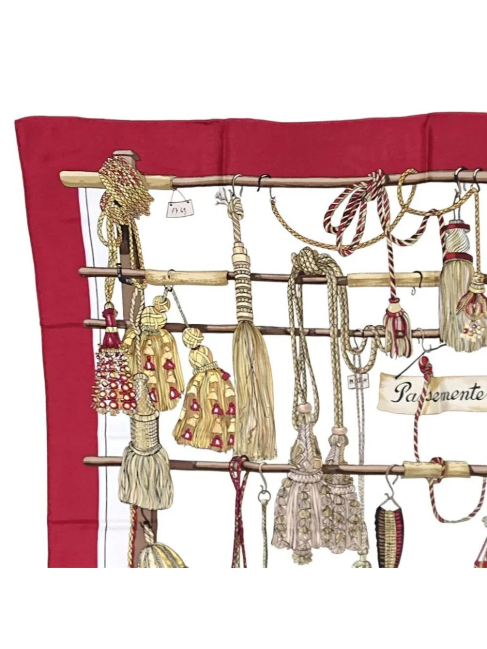 Hermes Carre 90 Passementerie Tassel Silk Scarf